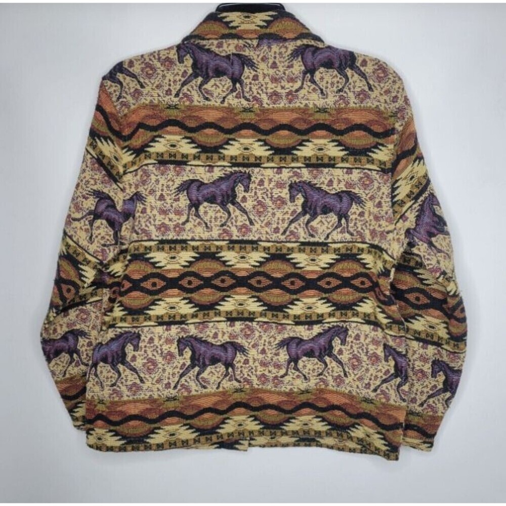 Vintage Jacket Women's Red Ranch Horse Tapestry Blazer Western Barn Medium